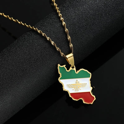 🇮🇷 Iran Map Necklace – Gold Pride Edition