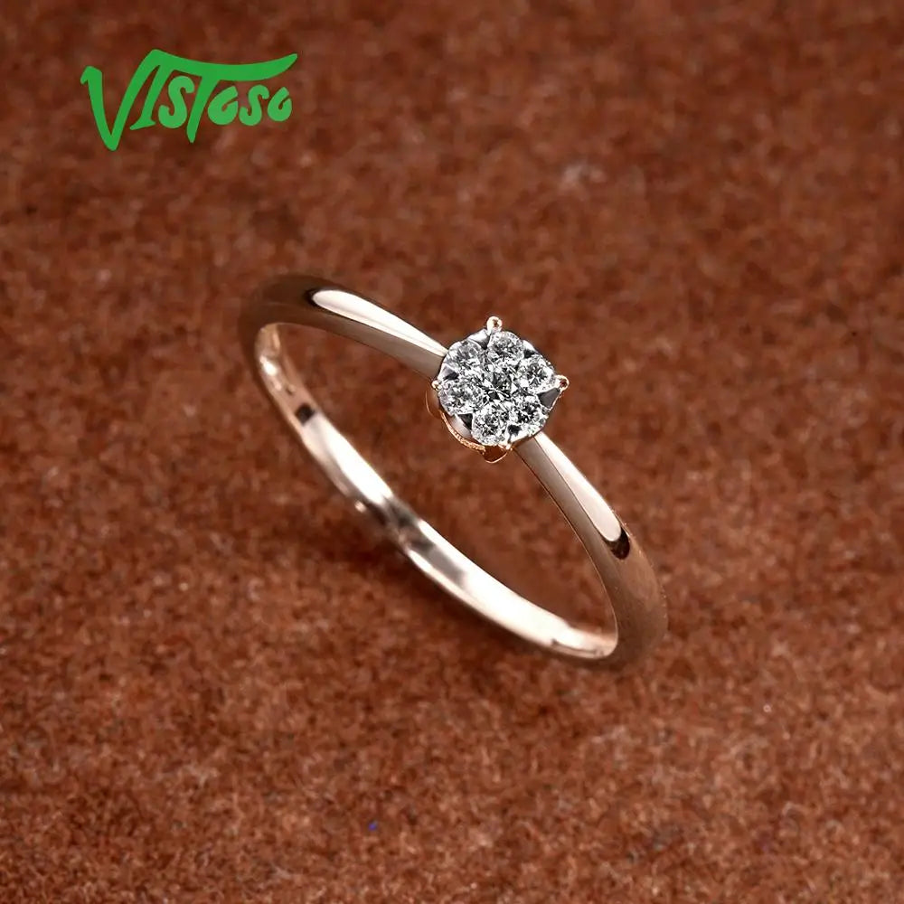 💖 Roségold-Blütenring mit echten Diamanten – 585 (14K) Eleganz✨