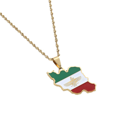 🇮🇷 Iran Map Necklace – Gold Pride Edition