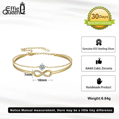 925er Sterling Silber Unendlichkeits-Armband mit Zirkonia und Vergoldung