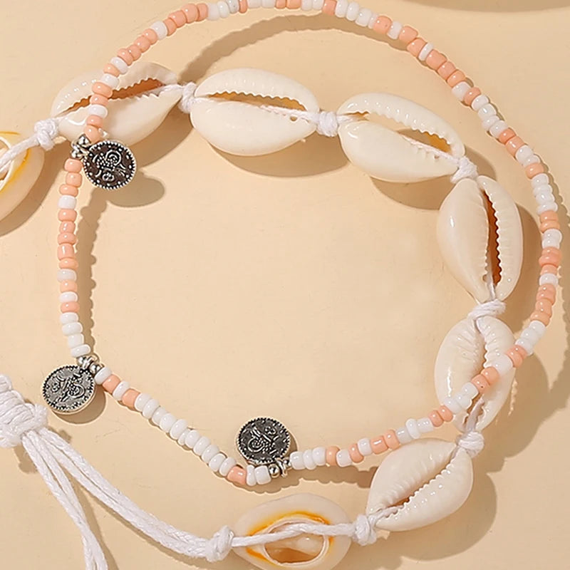 Boho Muschel-Fußkettchen Set – Sommer Vibes fürs Fußgelenk🐚🌟