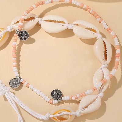 Boho Muschel-Fußkettchen Set – Sommer Vibes fürs Fußgelenk🐚🌟