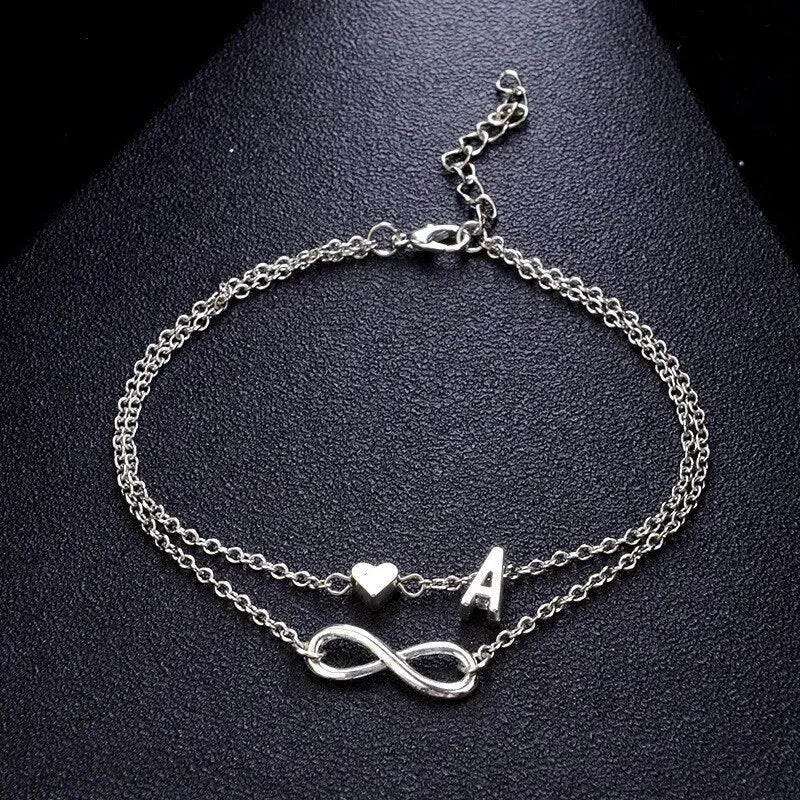 26 Letters Fashion Cross Charm Chain Initials Anklets for Women Sandals Pulsera Tobilleras Letter Pendant Anklet Bracelet Foot