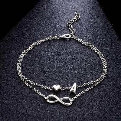 26 Letters Fashion Cross Charm Chain Initials Anklets for Women Sandals Pulsera Tobilleras Letter Pendant Anklet Bracelet Foot