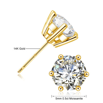 💎 14K Echtgold Ohrstecker mit Moissanite Diamant – Zertifiziertes Luxus-Paar 💛