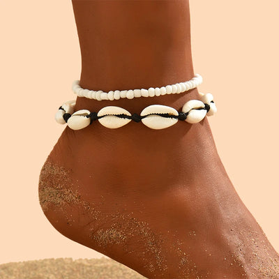 Boho Muschel-Fußkettchen Set – Sommer Vibes fürs Fußgelenk🐚🌟