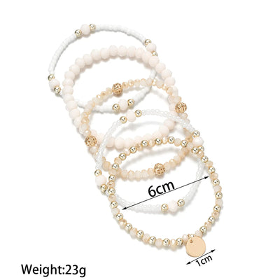 Sandy Glow – Mehrreihiges Perlenarmband mit goldenen Details 🌞✨