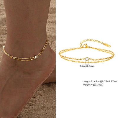 ✨ Zarte Goldkette mit Strass 💎 – als Fußkette oder Armband tragbar 👣💫