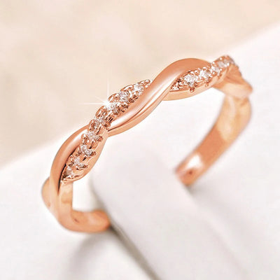 ✨ Eleganter Twist-Ring mit Zirkonia – In Gold, Roségold & Silber 💍