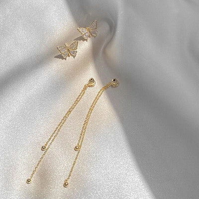 Schmetterlingszauber Ohrringe mit goldenen Ketten