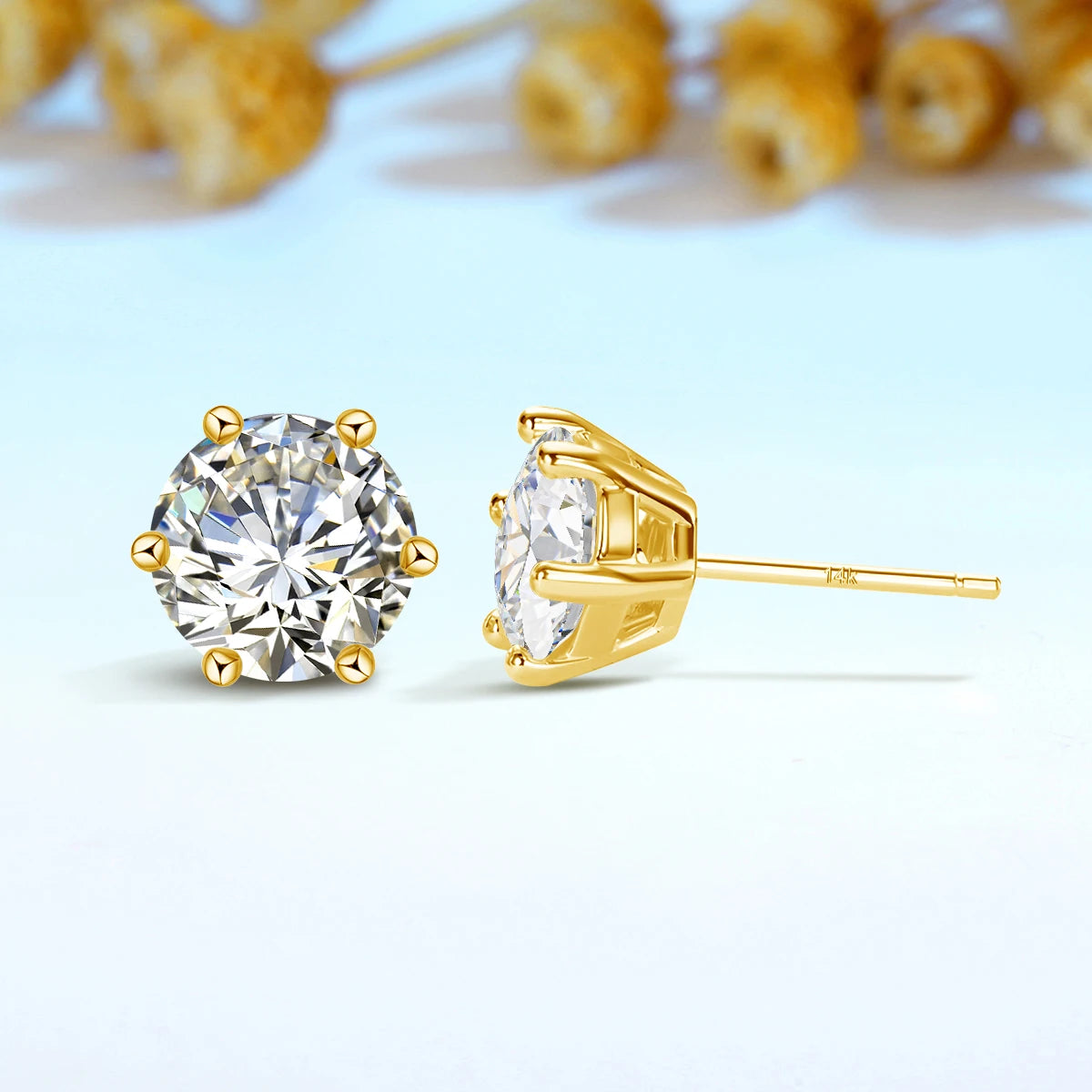 💎 14K Echtgold Ohrstecker mit Moissanite Diamant – Zertifiziertes Luxus-Paar 💛