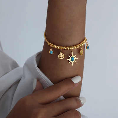☀️ Boho Glow Set – Sonne, Spirit & Style in Gold & Türkis ✨