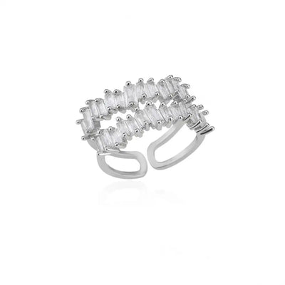 Eleganter Doppelreihenring mit Zirkonia-Steinen
