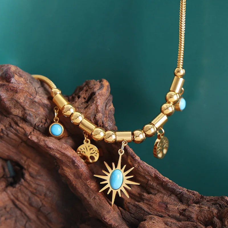 ☀️ Boho Glow Set – Sonne, Spirit & Style in Gold & Türkis ✨