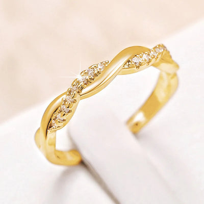 ✨ Eleganter Twist-Ring mit Zirkonia – In Gold, Roségold & Silber 💍