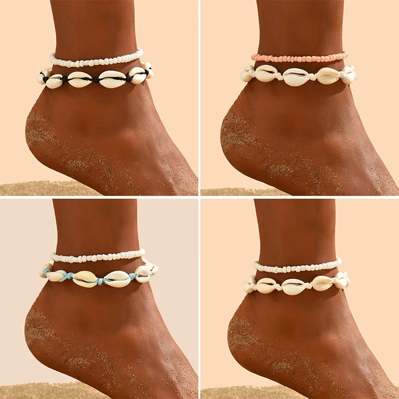 Boho Muschel-Fußkettchen Set – Sommer Vibes fürs Fußgelenk🐚🌟