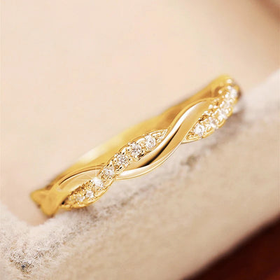 ✨ Eleganter Twist-Ring mit Zirkonia – In Gold, Roségold & Silber 💍