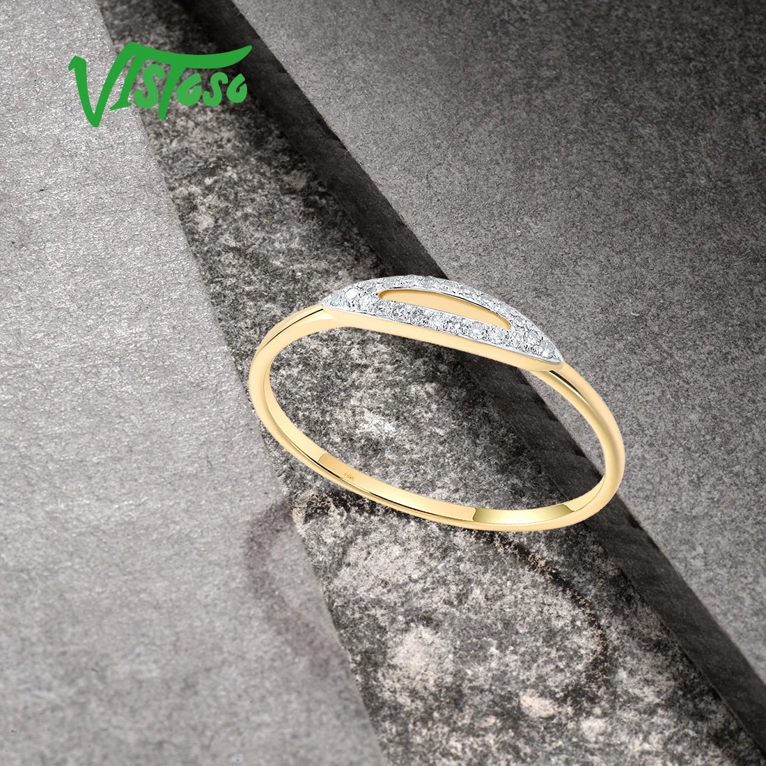 Zarter 585er Goldring mit funkelndem Diamant-Cutout ✨