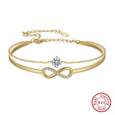 925er Sterling Silber Unendlichkeits-Armband mit Zirkonia und Vergoldung
