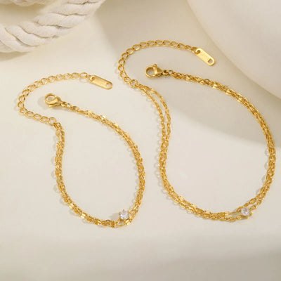 ✨ Zarte Goldkette mit Strass 💎 – als Fußkette oder Armband tragbar 👣💫
