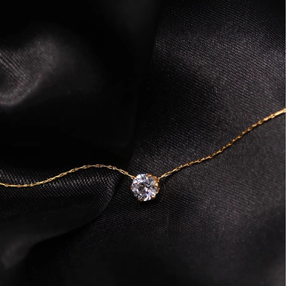 Golden Glow – Minimalistische Kette mit Glanzstein✨💎