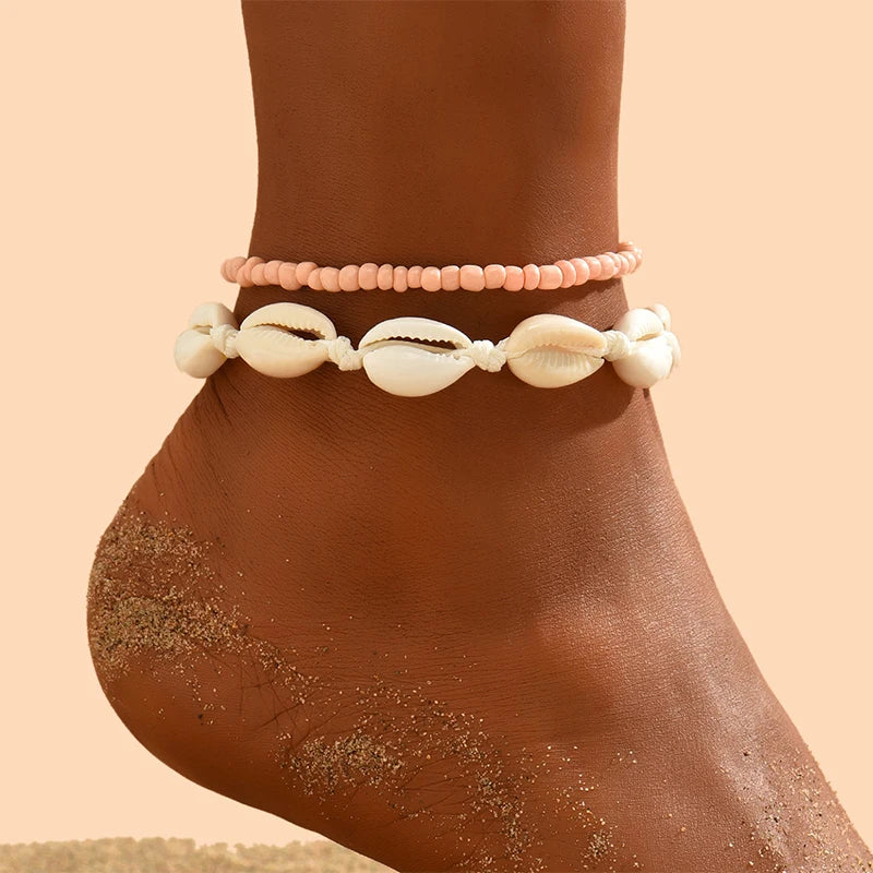 Boho Muschel-Fußkettchen Set – Sommer Vibes fürs Fußgelenk🐚🌟