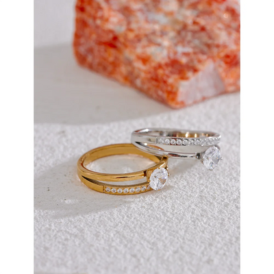 💍 DuoGlanz – Verlobungsring-Set in Gold & Silberoptik mit Zirkonia 💫