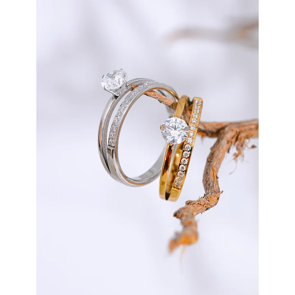 💍 DuoGlanz – Verlobungsring-Set in Gold & Silberoptik mit Zirkonia 💫