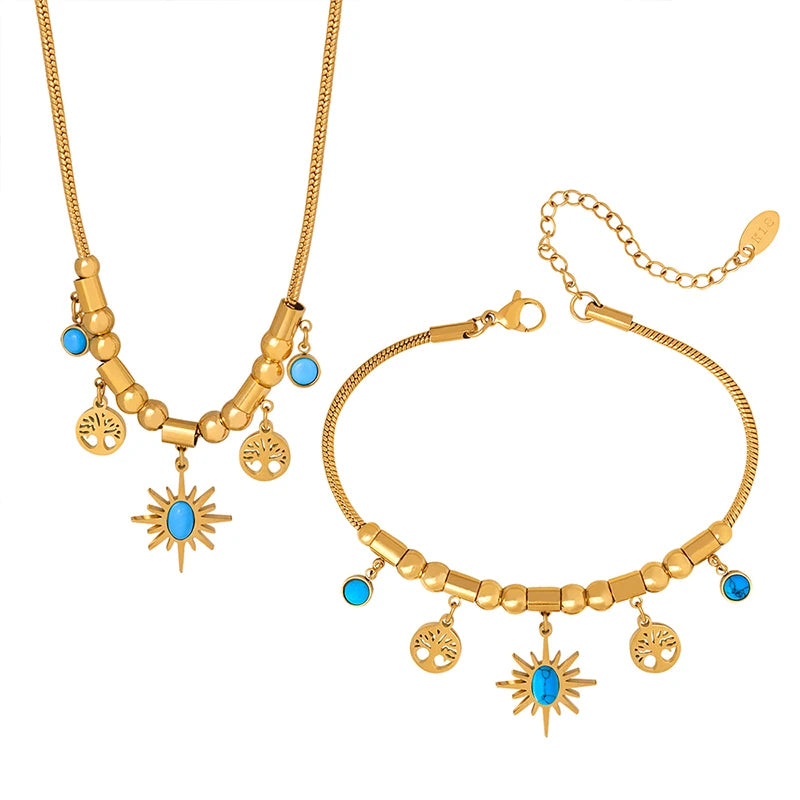 ☀️ Boho Glow Set – Sonne, Spirit & Style in Gold & Türkis ✨