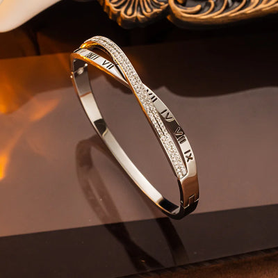 Imperial Roman – Armreif mit Zirkonia & Gravur in Gold, Silber & Roségold ✨