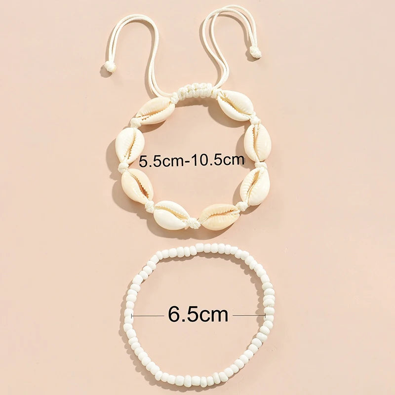 Boho Muschel-Fußkettchen Set – Sommer Vibes fürs Fußgelenk🐚🌟