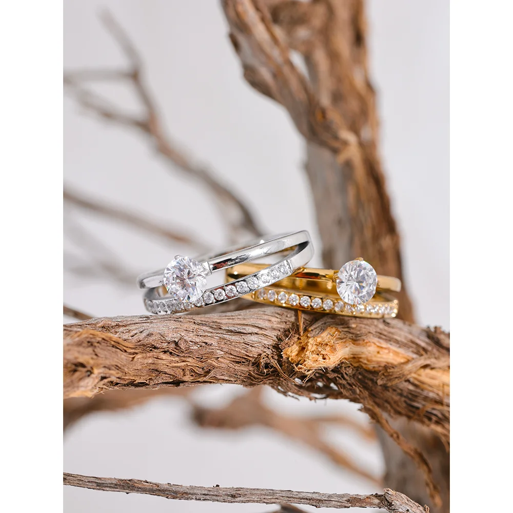 💍 DuoGlanz – Verlobungsring-Set in Gold & Silberoptik mit Zirkonia 💫
