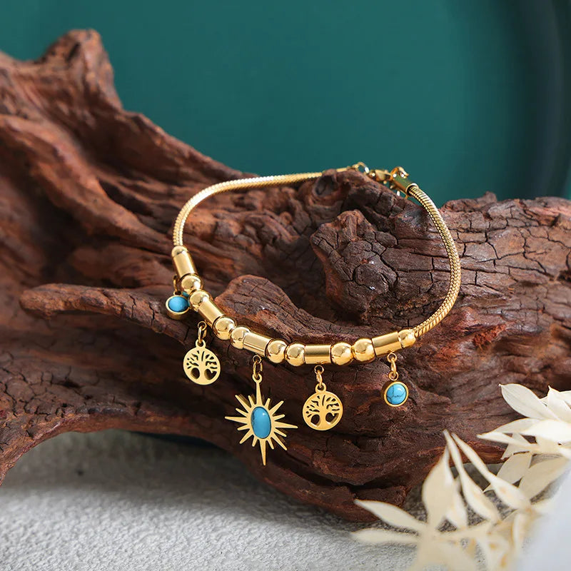 ☀️ Boho Glow Set – Sonne, Spirit & Style in Gold & Türkis ✨