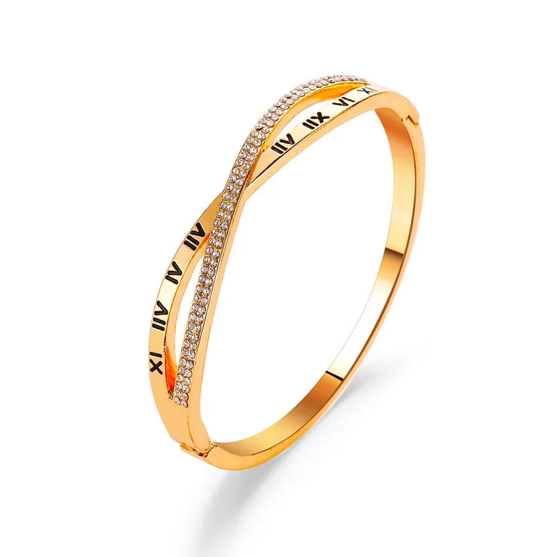 Imperial Roman – Armreif mit Zirkonia & Gravur in Gold, Silber & Roségold ✨