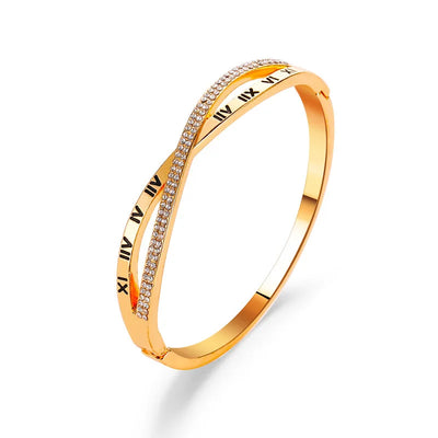 Imperial Roman – Armreif mit Zirkonia & Gravur in Gold, Silber & Roségold ✨