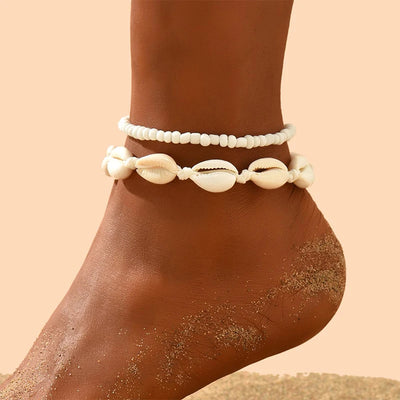 Boho Muschel-Fußkettchen Set – Sommer Vibes fürs Fußgelenk🐚🌟