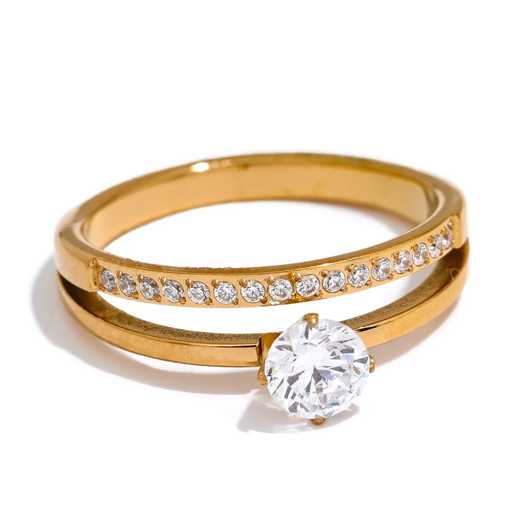 💍 DuoGlanz – Verlobungsring-Set in Gold & Silberoptik mit Zirkonia 💫