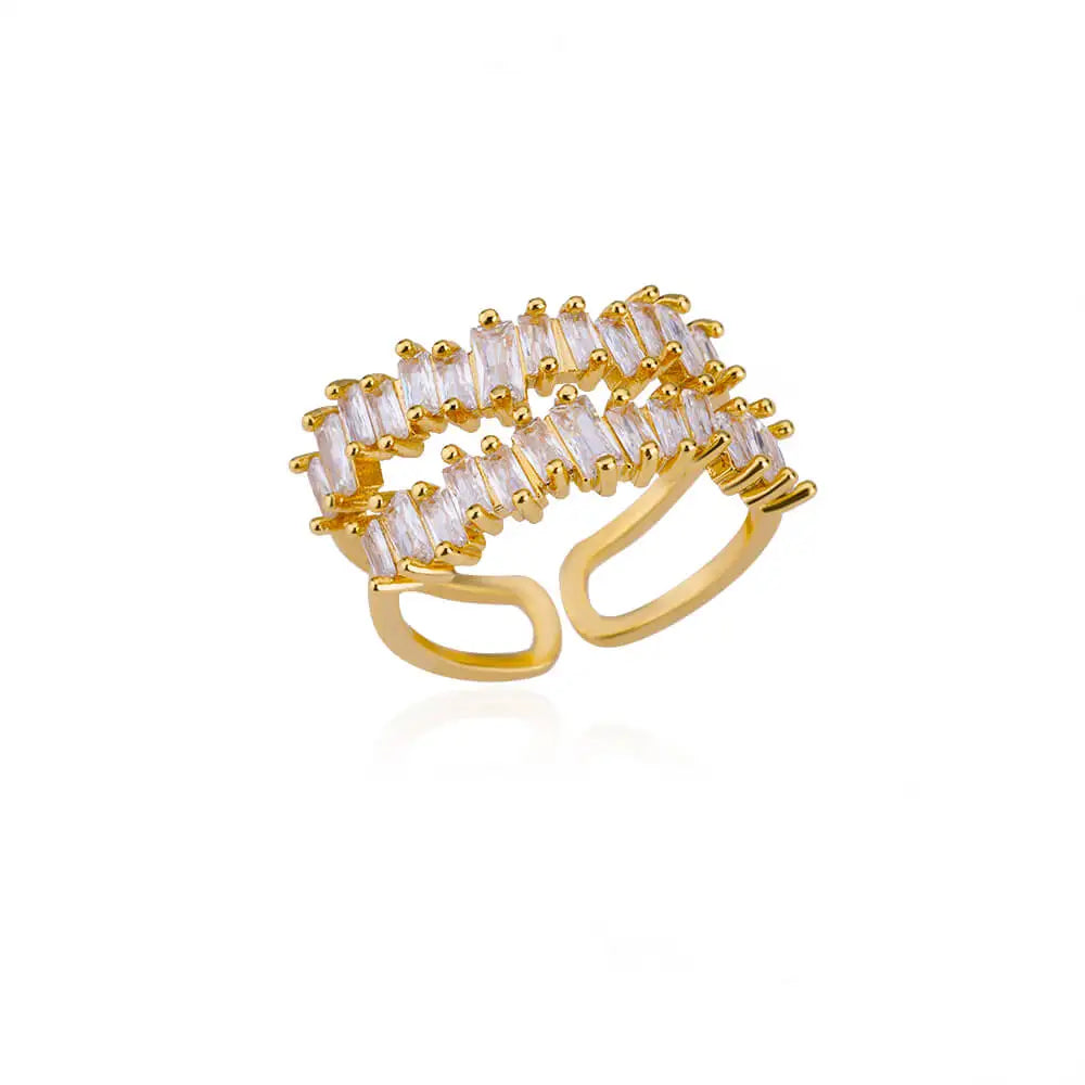 Eleganter Doppelreihenring mit Zirkonia-Steinen