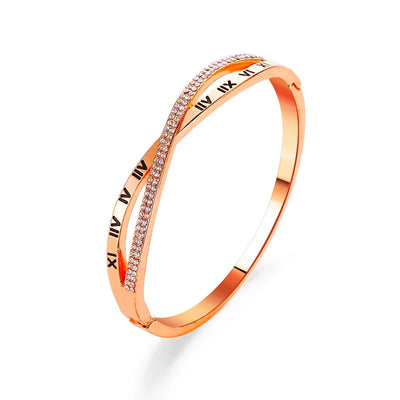 Imperial Roman – Armreif mit Zirkonia & Gravur in Gold, Silber & Roségold ✨