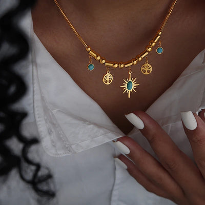 ☀️ Boho Glow Set – Sonne, Spirit & Style in Gold & Türkis ✨